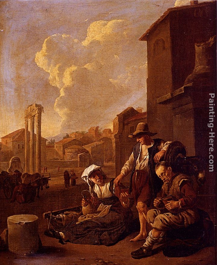 Johannes Lingelbach Peasant Family Having Bread And Wine, The Campo Vaccino, Rome, Beyond